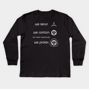 We secur, We contain... Kids Long Sleeve T-Shirt